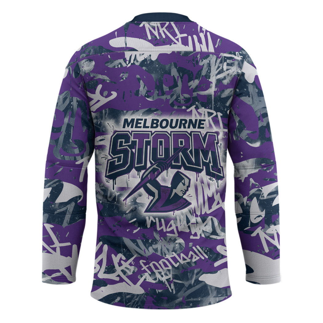 Melbourne Storm Rugby Hockey Jersey Graffiti Typography Urban Camo Abstract Street Style