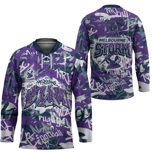 Melbourne Storm Rugby Hockey Jersey Graffiti Typography Urban Camo Abstract Street Style