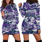 Melbourne Storm Rugby Hoodie Dress Graffiti Typography Urban Camo Abstract Street Style
