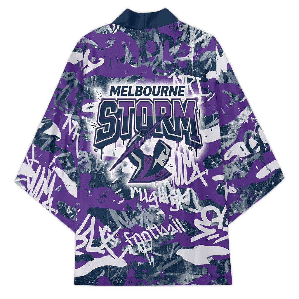 Melbourne Storm Rugby Kimono Graffiti Typography Urban Camo Abstract Street Style