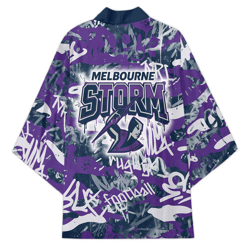 Melbourne Storm Rugby Kimono Graffiti Typography Urban Camo Abstract Street Style