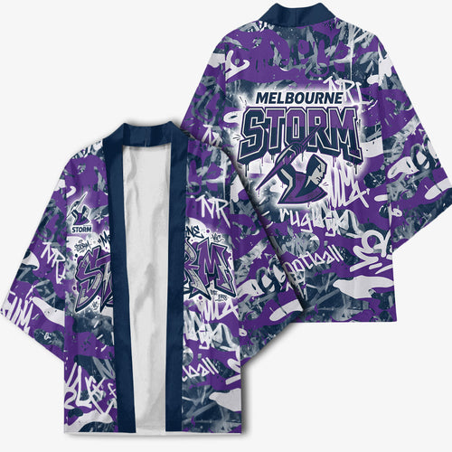Melbourne Storm Rugby Kimono Graffiti Typography Urban Camo Abstract Street Style