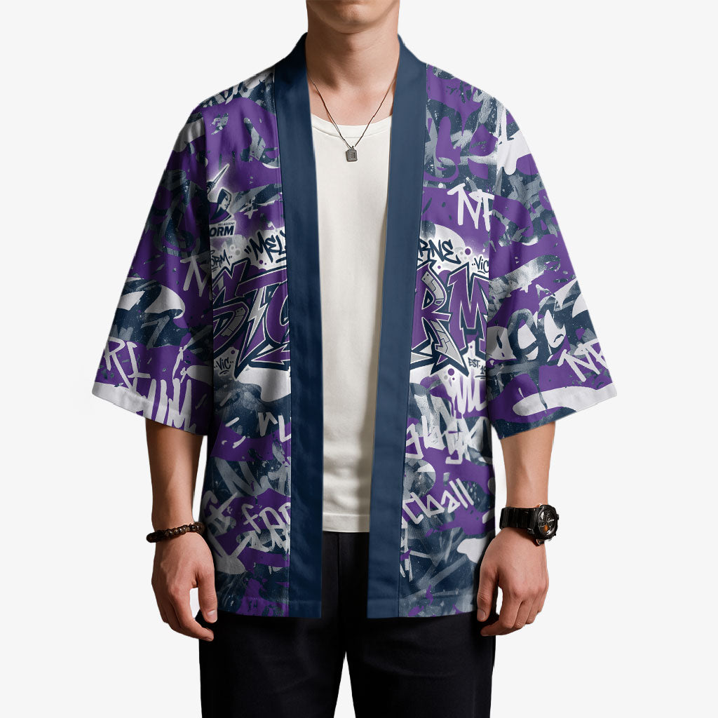 Melbourne Storm Rugby Kimono Graffiti Typography Urban Camo Abstract Street Style