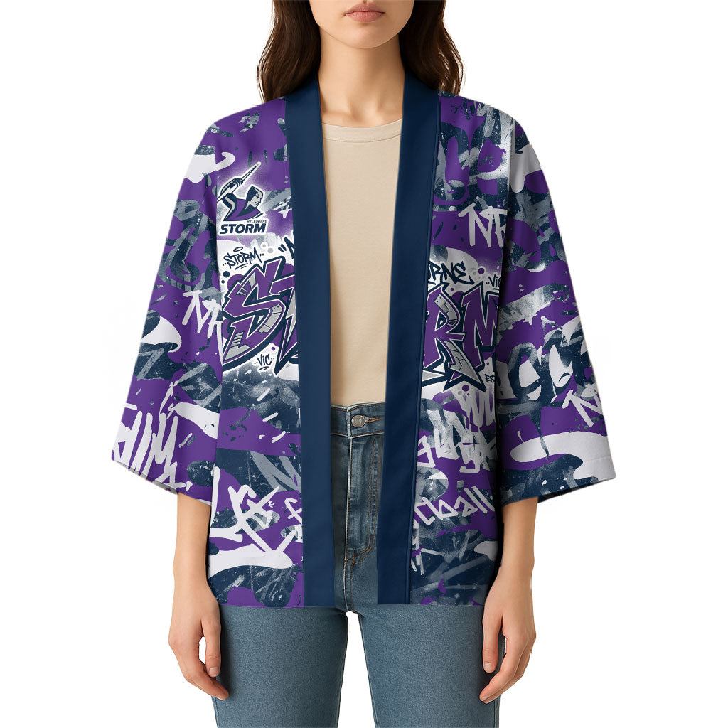 Melbourne Storm Rugby Kimono Graffiti Typography Urban Camo Abstract Street Style