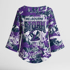 Melbourne Storm Rugby Kimono Sleeve Blouse Graffiti Typography Urban Camo Abstract Street Style