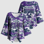 Melbourne Storm Rugby Kimono Sleeve Blouse Graffiti Typography Urban Camo Abstract Street Style