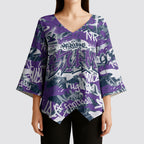 Melbourne Storm Rugby Kimono Sleeve Blouse Graffiti Typography Urban Camo Abstract Street Style