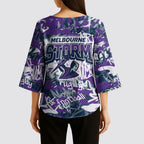 Melbourne Storm Rugby Kimono Sleeve Blouse Graffiti Typography Urban Camo Abstract Street Style