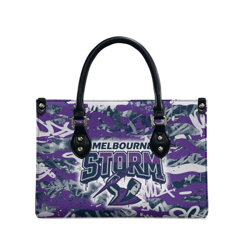 Melbourne Storm Rugby Leather Bag Graffiti Typography Urban Camo Abstract Street Style