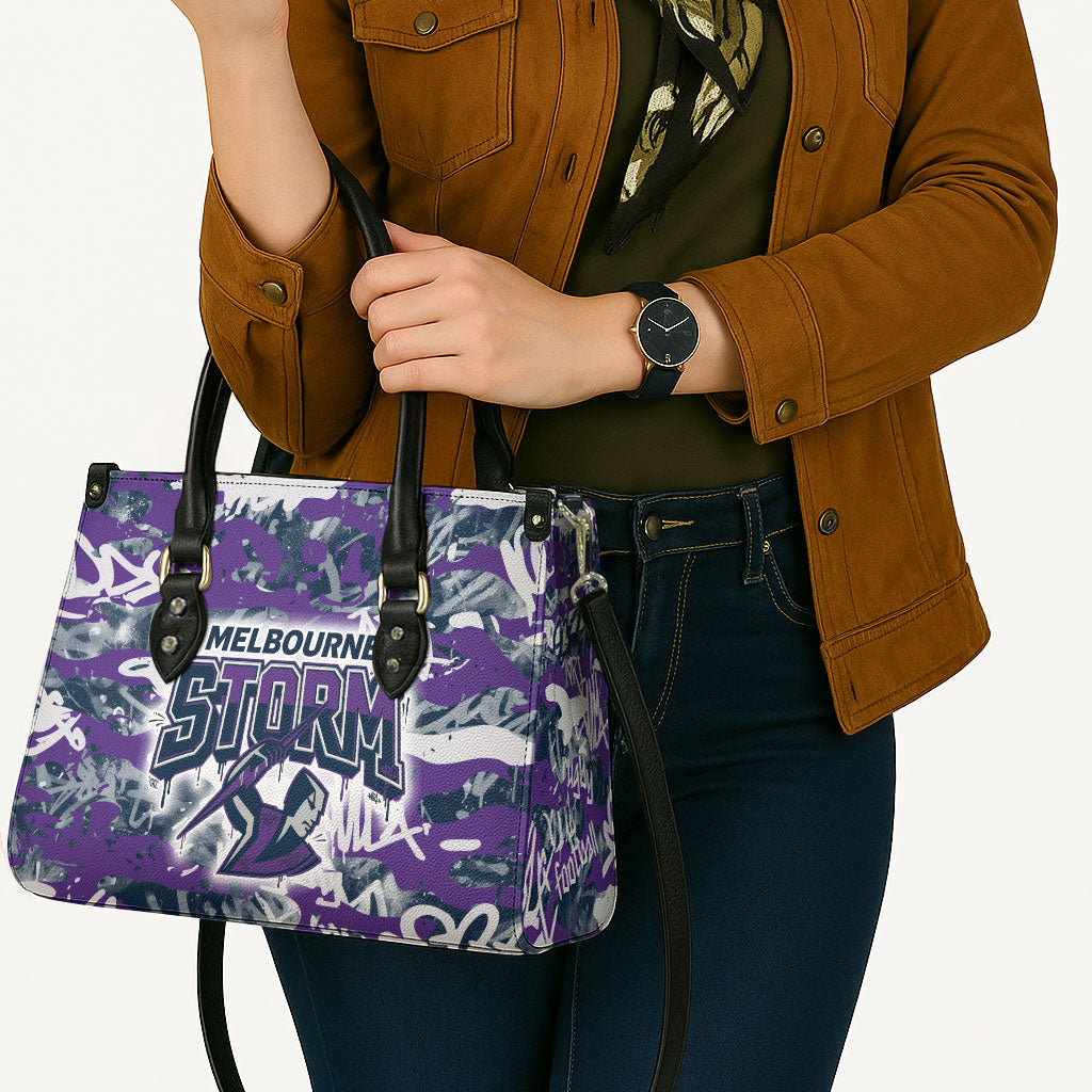 Melbourne Storm Rugby Leather Bag Graffiti Typography Urban Camo Abstract Street Style