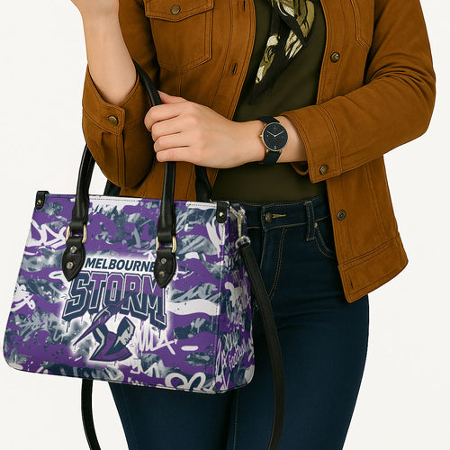 Melbourne Storm Rugby Leather Bag Graffiti Typography Urban Camo Abstract Street Style