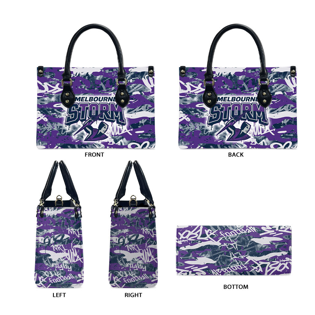 Melbourne Storm Rugby Leather Bag Graffiti Typography Urban Camo Abstract Street Style