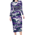 Melbourne Storm Rugby Long Sleeve Bodycon Dress Graffiti Typography Urban Camo Abstract Street Style