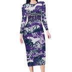 Melbourne Storm Rugby Long Sleeve Bodycon Dress Graffiti Typography Urban Camo Abstract Street Style