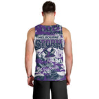 Melbourne Storm Rugby Men Tank Top Graffiti Typography Urban Camo Abstract Street Style