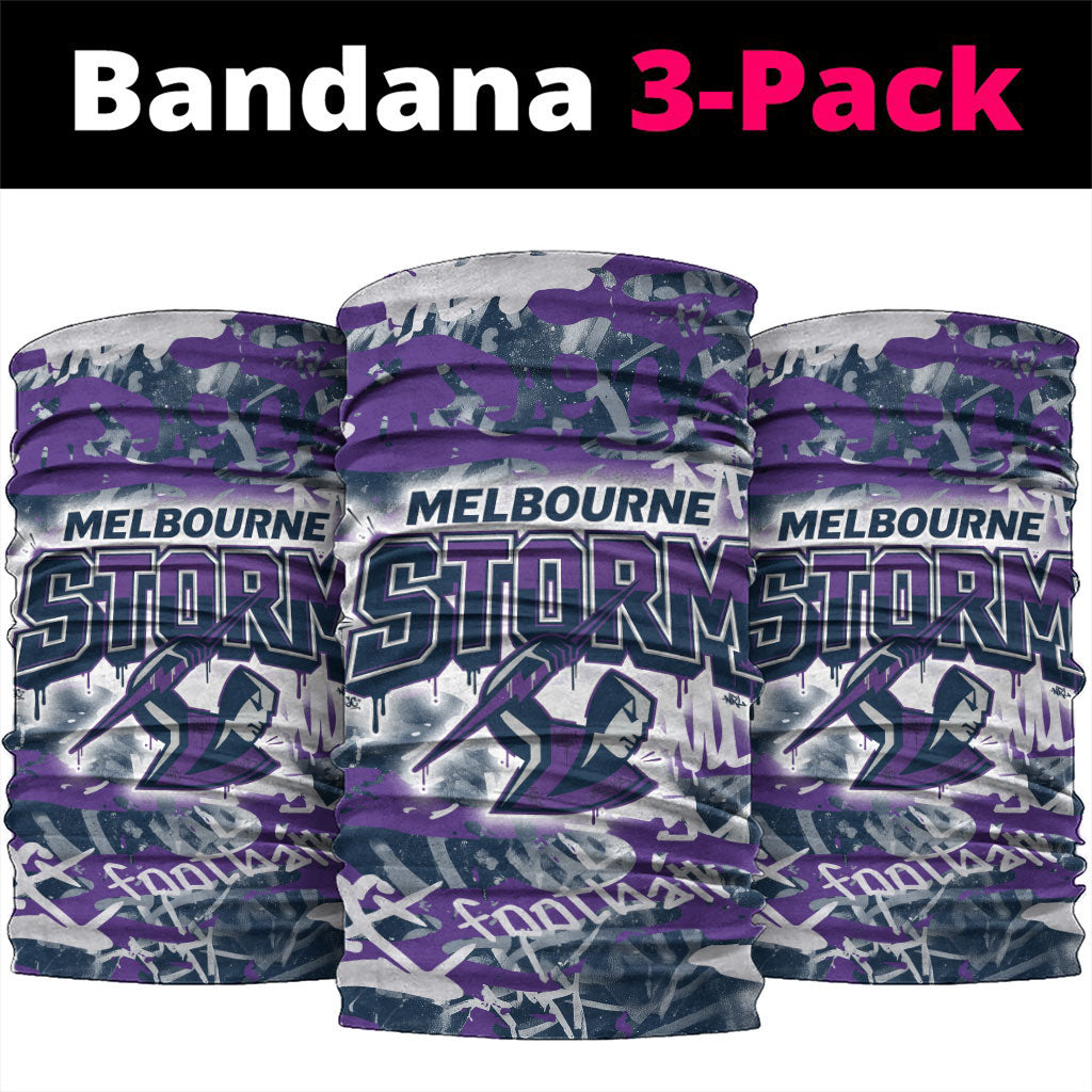 Melbourne Storm Rugby Neck Gaiter Graffiti Typography Urban Camo Abstract Street Style