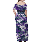 Melbourne Storm Rugby Off Shoulder Maxi Dress Graffiti Typography Urban Camo Abstract Street Style