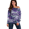 Melbourne Storm Rugby Off Shoulder Sweater Graffiti Typography Urban Camo Abstract Street Style