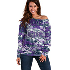 Melbourne Storm Rugby Off Shoulder Sweater Graffiti Typography Urban Camo Abstract Street Style