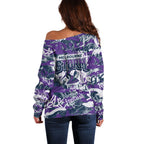 Melbourne Storm Rugby Off Shoulder Sweater Graffiti Typography Urban Camo Abstract Street Style