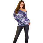 Melbourne Storm Rugby Off Shoulder Sweater Graffiti Typography Urban Camo Abstract Street Style