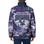 Melbourne Storm Rugby Padded Jacket Graffiti Typography Urban Camo Abstract Street Style