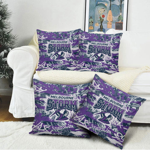 Melbourne Storm Rugby Pillow Cover Graffiti Typography Urban Camo Abstract Street Style