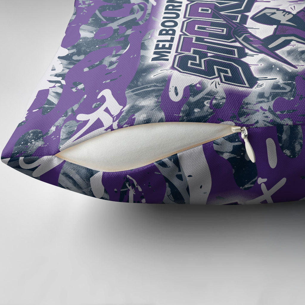 Melbourne Storm Rugby Pillow Cover Graffiti Typography Urban Camo Abstract Street Style