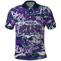 Melbourne Storm Rugby Polo Shirt Graffiti Typography Urban Camo Abstract Street Style