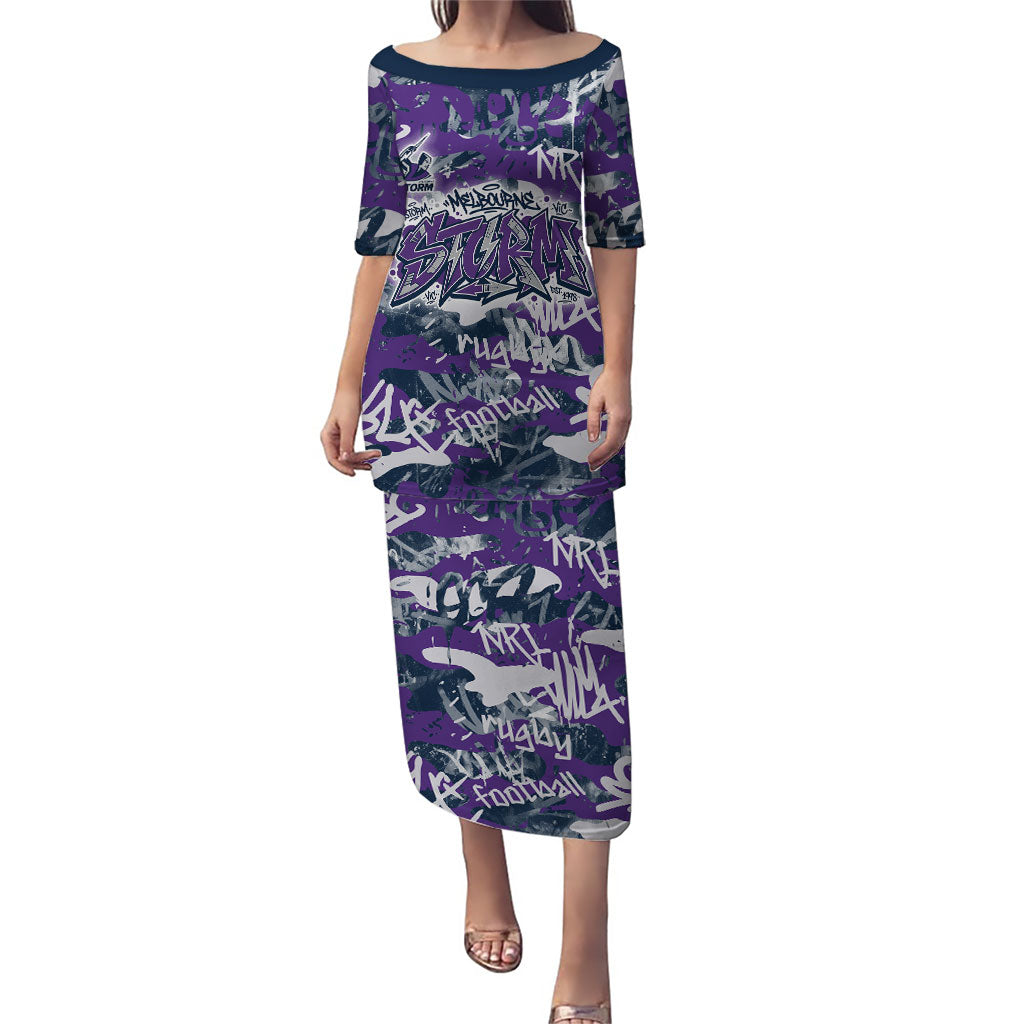 Melbourne Storm Rugby Puletasi Graffiti Typography Urban Camo Abstract Street Style