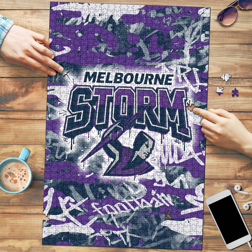 Melbourne Storm Rugby Puzzle Graffiti Typography Urban Camo Abstract Street Style