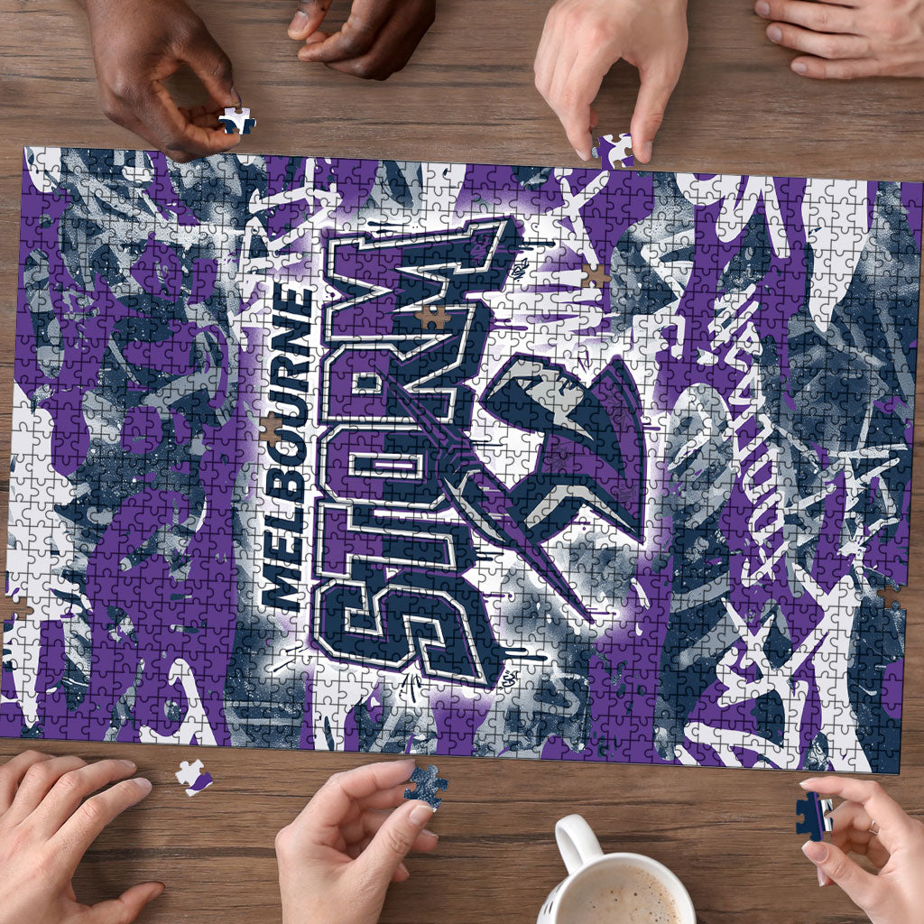Melbourne Storm Rugby Puzzle Graffiti Typography Urban Camo Abstract Street Style