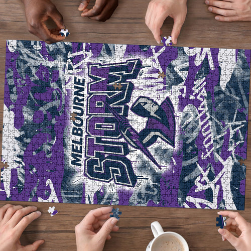 Melbourne Storm Rugby Puzzle Graffiti Typography Urban Camo Abstract Street Style