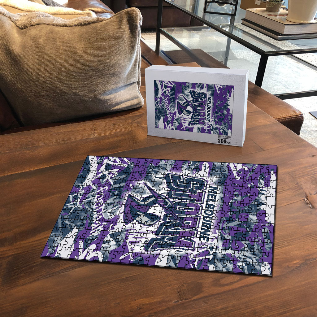 Melbourne Storm Rugby Puzzle Graffiti Typography Urban Camo Abstract Street Style