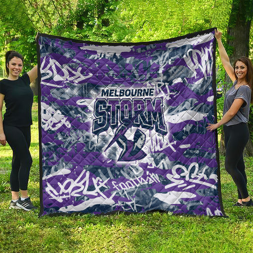 Melbourne Storm Rugby Quilt Graffiti Typography Urban Camo Abstract Street Style
