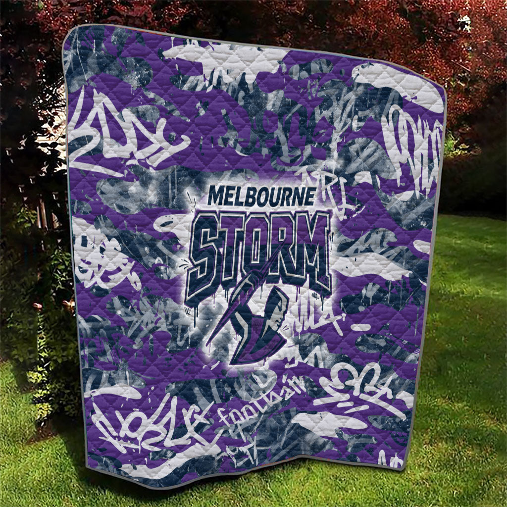 Melbourne Storm Rugby Quilt Graffiti Typography Urban Camo Abstract Street Style