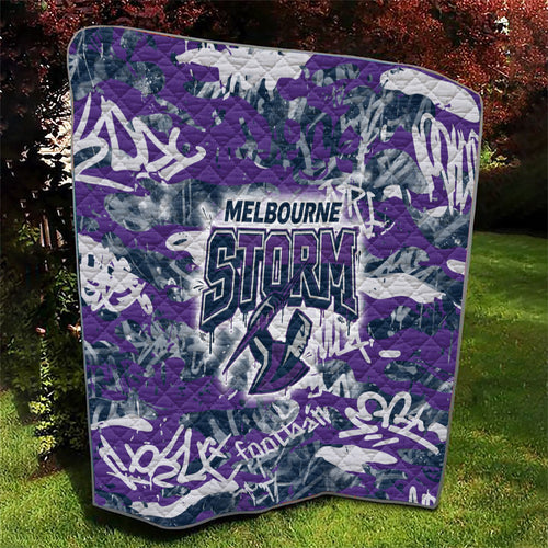 Melbourne Storm Rugby Quilt Graffiti Typography Urban Camo Abstract Street Style