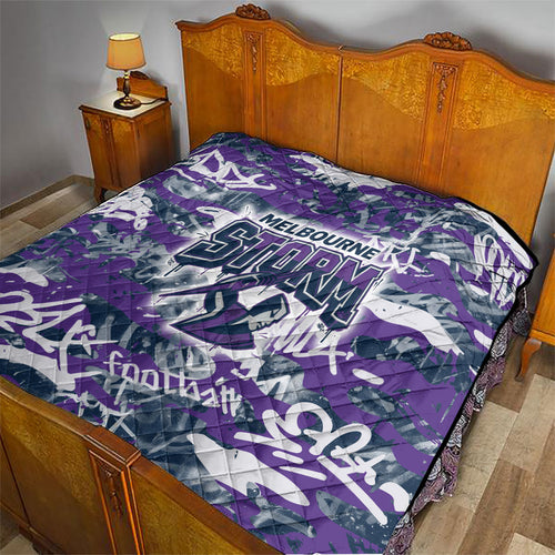 Melbourne Storm Rugby Quilt Graffiti Typography Urban Camo Abstract Street Style