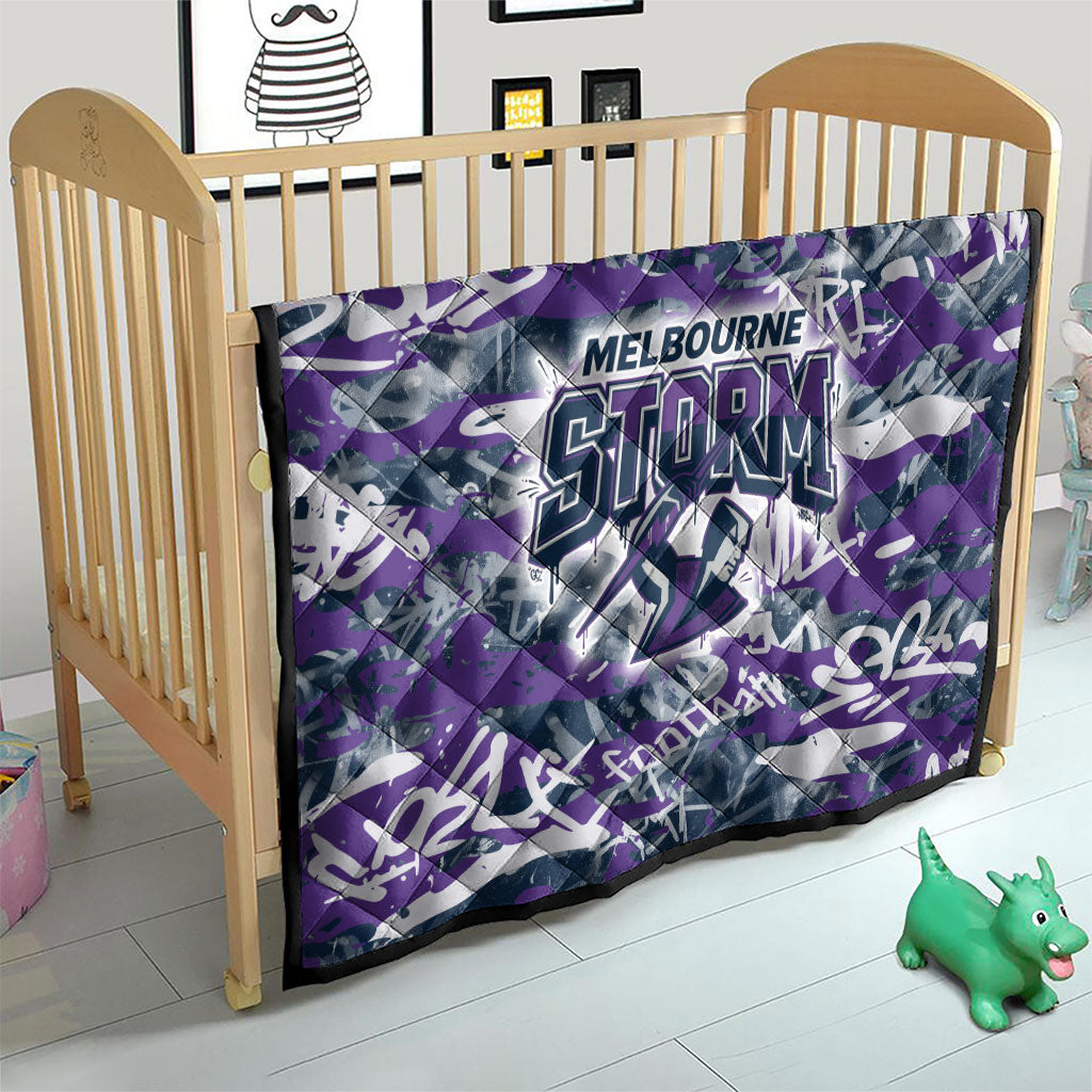 Melbourne Storm Rugby Quilt Graffiti Typography Urban Camo Abstract Street Style