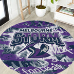 Melbourne Storm Rugby Round Carpet Graffiti Typography Urban Camo Abstract Street Style
