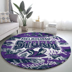 Melbourne Storm Rugby Round Carpet Graffiti Typography Urban Camo Abstract Street Style
