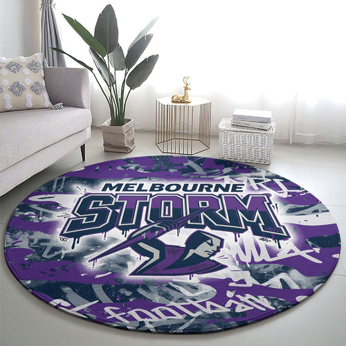 Melbourne Storm Rugby Round Carpet Graffiti Typography Urban Camo Abstract Street Style