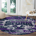 Melbourne Storm Rugby Round Carpet Graffiti Typography Urban Camo Abstract Street Style