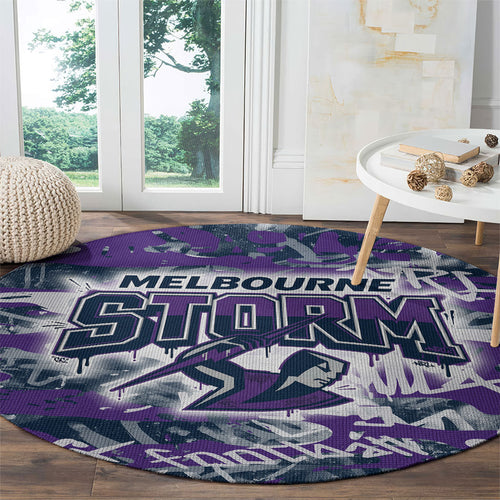 Melbourne Storm Rugby Round Carpet Graffiti Typography Urban Camo Abstract Street Style