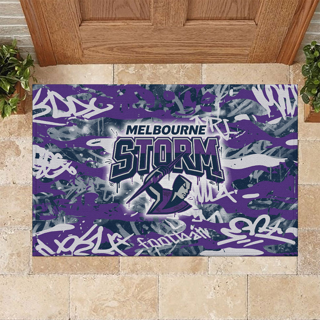 Melbourne Storm Rugby Rubber Doormat Graffiti Typography Urban Camo Abstract Street Style