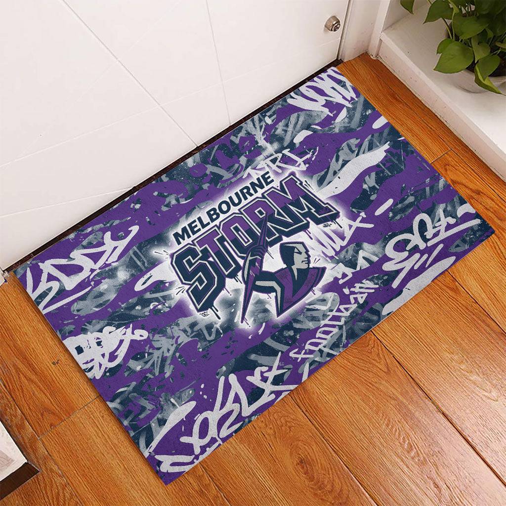 Melbourne Storm Rugby Rubber Doormat Graffiti Typography Urban Camo Abstract Street Style