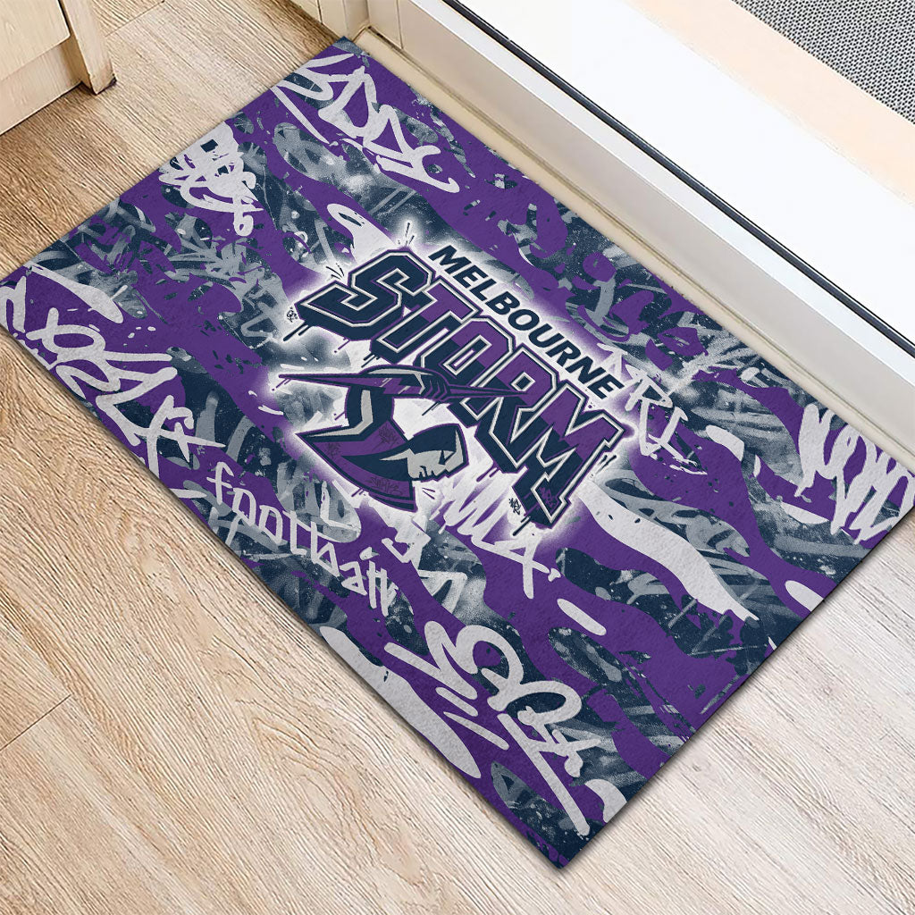 Melbourne Storm Rugby Rubber Doormat Graffiti Typography Urban Camo Abstract Street Style