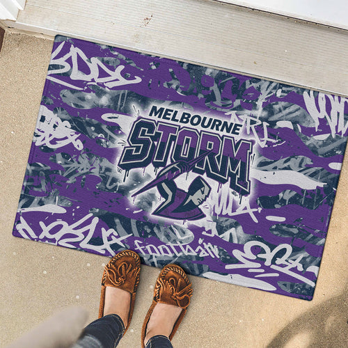 Melbourne Storm Rugby Rubber Doormat Graffiti Typography Urban Camo Abstract Street Style