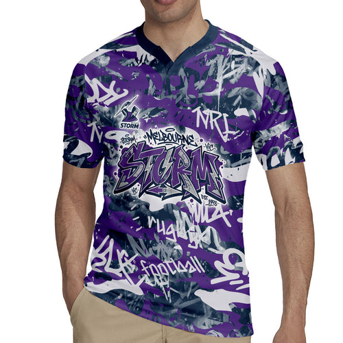 Melbourne Storm Rugby Rugby Jersey Graffiti Typography Urban Camo Abstract Street Style