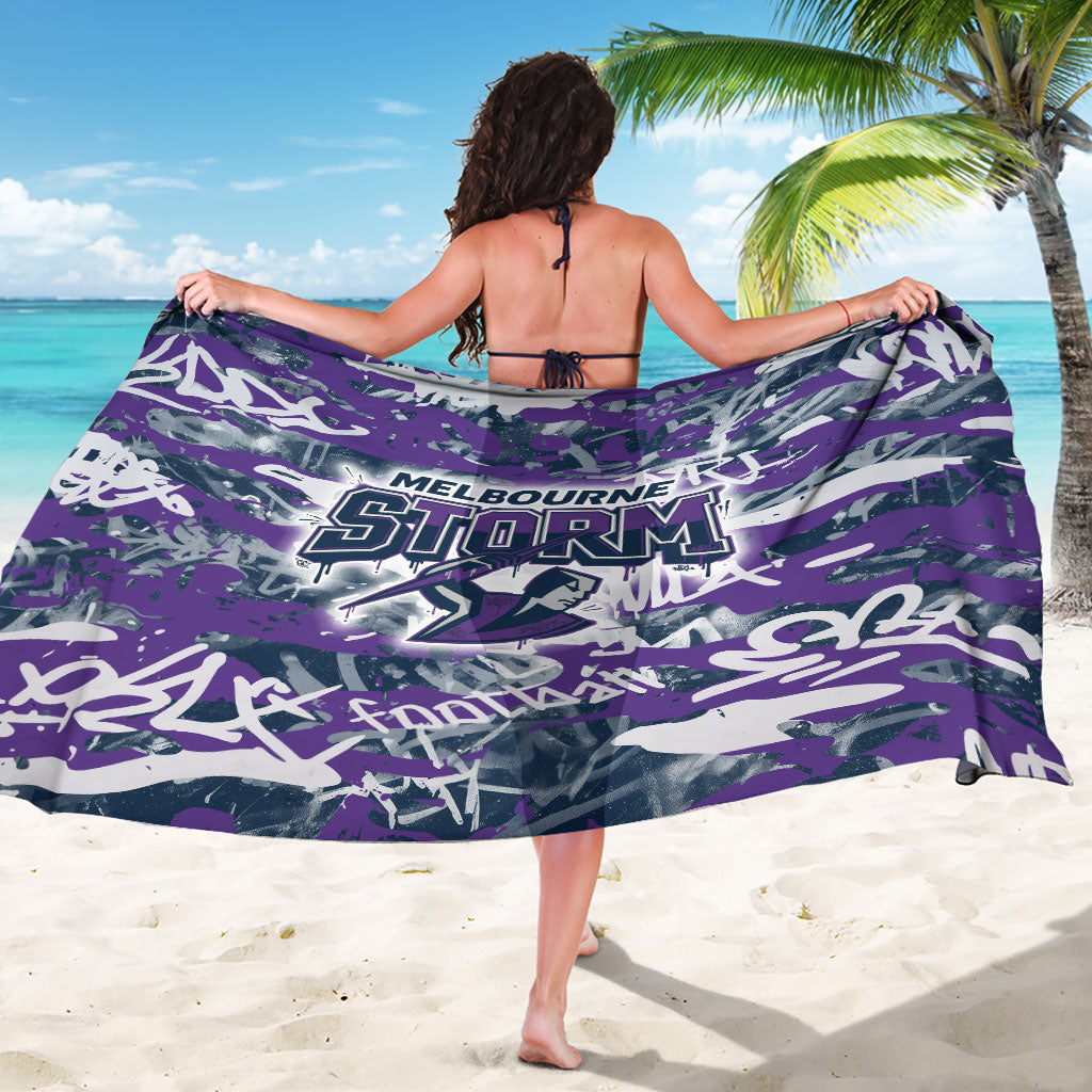 Melbourne Storm Rugby Sarong Graffiti Typography Urban Camo Abstract Street Style